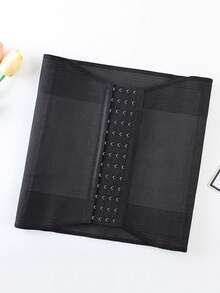 黑色束腰塑身衣，高彈性透氣腹部支撐帶 - 黑色 - 查看 6