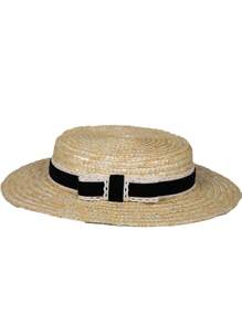 HIMESPORT FS 2025 Flat Top Straw Hat With Velvet And Crochet Ribbon Bow Fascinator Hats For Women Lady Short Brim Cocktail Tea Party Dress Cap Hat