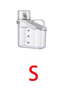 1 pieza Contenedor de almacenamiento para detergente de lavandería, dispensador transparente de detergente con taza medidora y marcas de escala, caja sellada a prueba de humedad para detergente y otros suministros de lavandería - Blanco - Ver 8