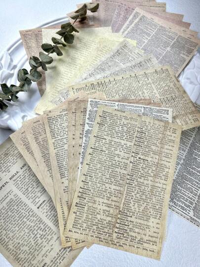 1 Buch/30 Blatt Vintage-Handschrifthintergrundpapier für Junk-Journal-Sammelalbum-Dekoration