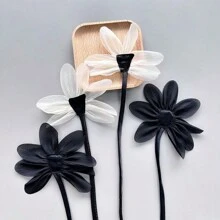 2 Stücke Beige & Schwarz 3D-Mesh-Gewebe Rose Blumen bestickte Aufnäher zum Dekorieren von Brautkleidern