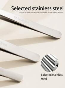 3pcs Silver, Gold, Purple Tweezers Set, Handmade DIY Tweezers, Eyelash Tweezers - Silver - View 4