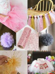 1PC 15cm/5cm Width Mini Rose Gold Glitter Tulle Roll Sparkling Tulle Ribbon Fabric Tulle Spool For DIY Wedding Accessories Birthday Party Decorations Gift Wrapping Bow Ribbon Back To School Valentine Day