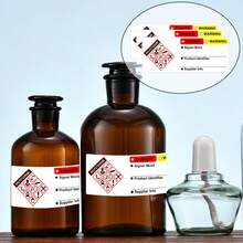 HMIS OSHA Hazardous Chemical Data Stickers 1 X 2.5 Inch SDS Chemical Identifying MSDS Stickers With GHS Pictograms Decals For HMIS Hazard Compliant Secondary Containers 200pcs - Multicolor - View 3