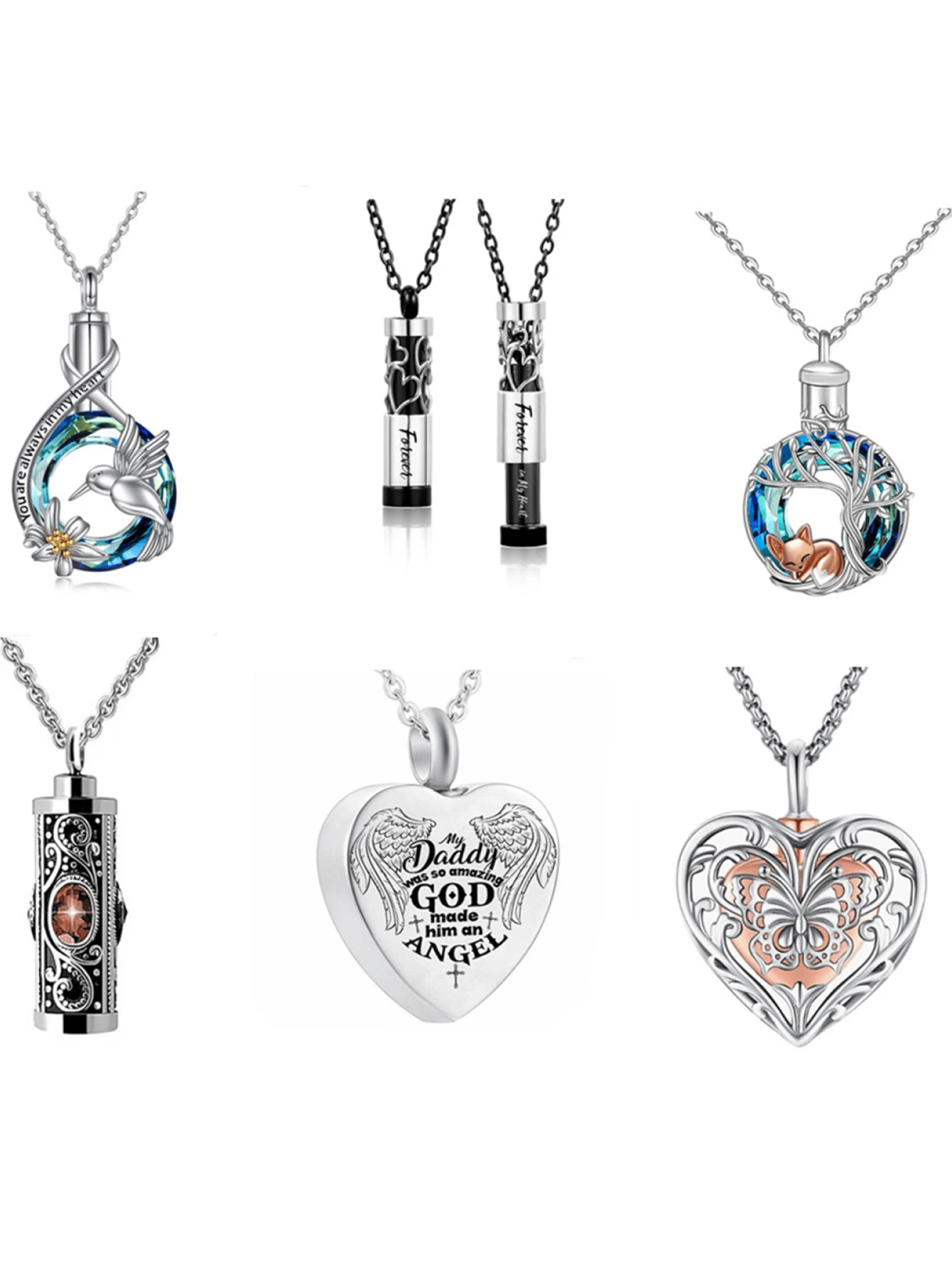 Pet Ashes Cremation Memorial Necklace Jewelry - Multicolor - View 1