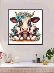 1件30*30cm / 11.8inx11.8in DIY 5D鑽石畫套裝（無框），附帶鑽石藝術工藝，完整的鑽石刺繡十字繡套件，牆面裝飾畫，適合作為驚喜禮物，附有牛貓和老鷹圖案 - 彩色 - 查看 3