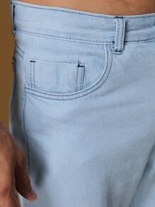 Men Jeans - 淺色水洗藍 - 查看 7