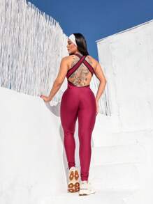 Women Sports Jumpsuits - Đỏ - Xem 3