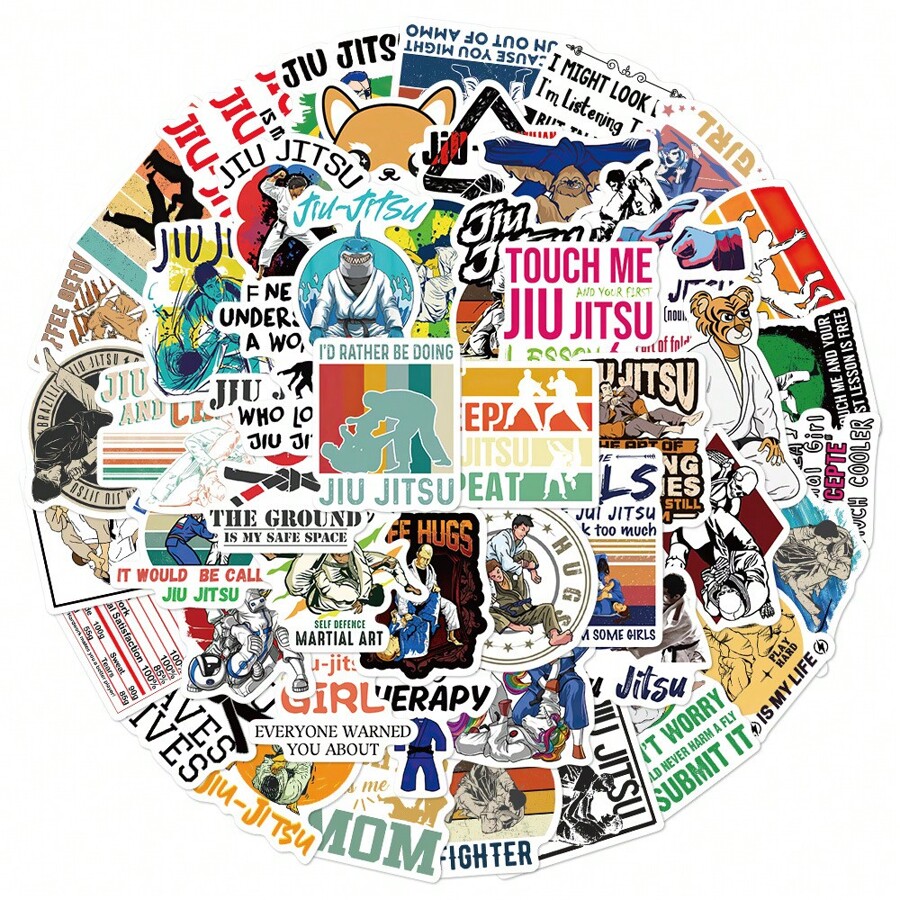 50 Sheets Of Jiu Jitsu Jujutsu English Stickers, Waterproof Vinyl ...