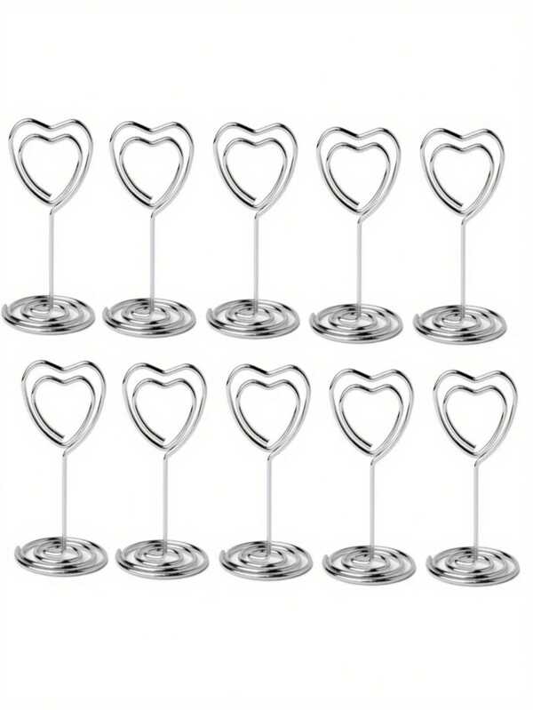 5/10/20Pcs Gold Table Number Card Holders Heart Shape Table Photo Holder Table Picture Stand Place Card Holder For Paper Menu Clips As Well As Collections Greenery Watercolor Place Cards For Wedding Or Party Seating Place Cards For Tables Scored For Easy Folding 3.54inch*3.93inch Valentine's Day Party Supplies(Gold Silver)