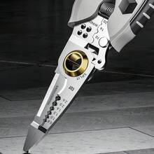 7吋工業電工剝線鉗，電線剪切剝線鉗工具 - 灰色 - 查看 3