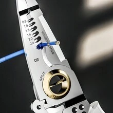 7吋工業電工剝線鉗，電線剪切剝線鉗工具 - 灰色 - 查看 5