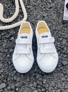 OPOEE Children Canvas Shoes, Spring/ Autumn, Korean Style, Simple, Boys & Girls, Fashionable, Low-Cut, Casual, Athletic, Classic, Versatile, Skateboard Shoes For Kids - White - View 3