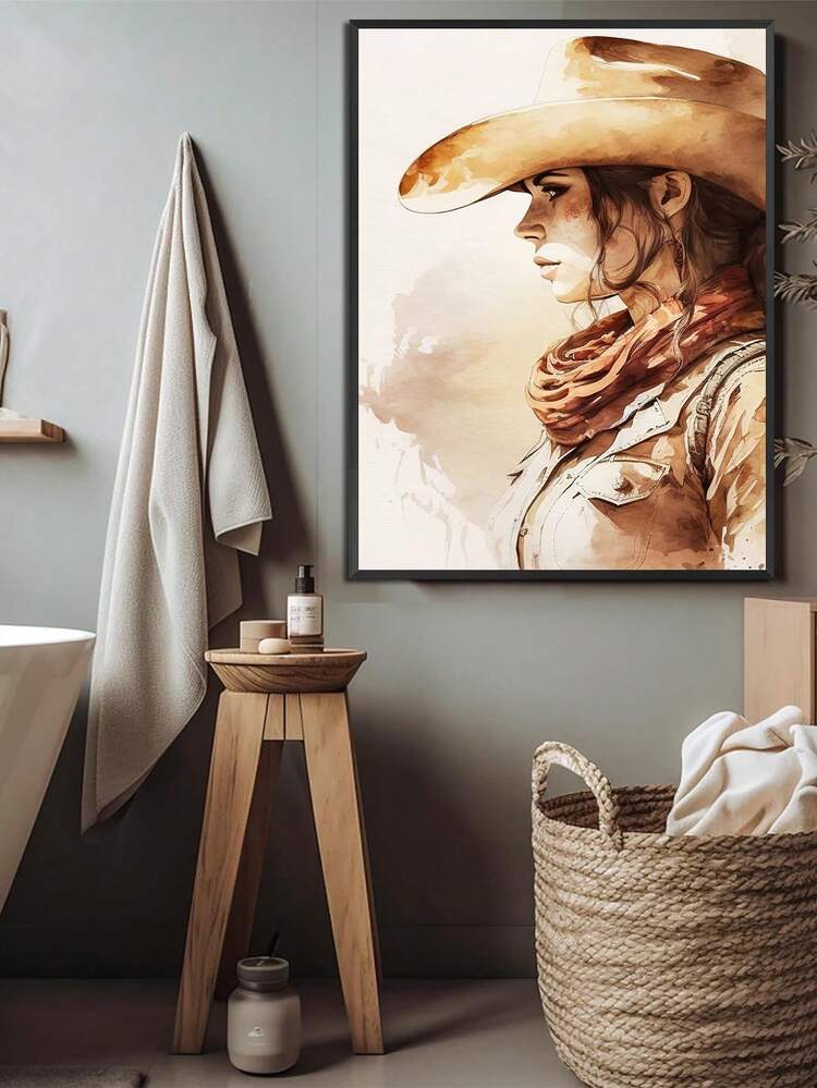 1pc Modern Art Poster, Cowgirl Cat, Girl With Hat Design Wall Art Without Frame, Ideal Gift For Bedroom, Living Room, Dining Room, Study, Bathroom, Hallway, Dorm, Canvas Print, Wall Decor, Home Decor - Multicolor - View 20