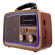 Radio Am Fm Usb Retro Vintage Pilha Bateria E Tomada - Caixa Som Estilo Antigo Madeira - Multicolorido - Visão 1