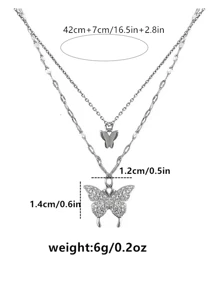 1pc Lovely Alloy Small Butterfly Pendant Necklace For Women's Daily Wear