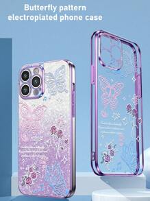 彩色彩绘花卉蝴蝶图案防刮电镀保护壳，兼容 11/12/13/14/15 Pro Max、三星 S22/23/24+ A04/A05/A14/A15/A24/A25/A34/A54、OPPO、vivo、红米 13c、Moto G、红米 Note 13c/12/11 Pro、畅享 20/30/40/50/60/70、荣耀 90/80/70/60/50、X9/X8/X7/X6/X5。 - 紫色 - 查看 5