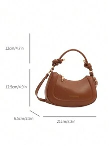 New Fashionable Casual PU Leather Shoulder Bag With Adjustable Strap And Gold Foil Print For Women - Brown - View 3