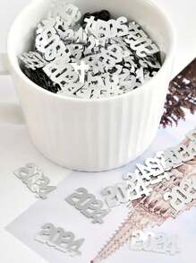 1包裝2024黑色、金色和銀色桌面裝飾紙巾，適用於新年派對、婚禮、生日週年慶典和節日裝飾。 - 銀色 - 查看 7