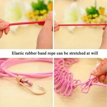 1個便攜式旅行晾衣繩，可伸縮野營晾衣繩，帶12個夾子的可調節晾衣繩，既適用於室內也適用於室外，家居必備 - 彩色 - 查看 9