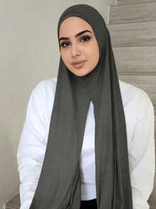 1pc Women's Solid Color Comfortable Stretchy Scarf Hijab Headscarf, Fashionable And Simple, Convenient, Suitable For All Seasons For Abaya Daily Under Cap Veiled Clothes