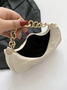 New Spring/Summer Metal Chain Bag,Solid Color Fashionable Casual Women's Handbag, Tready Crescent Moon Bag For Women