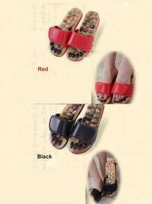AXH. Zapatillas de masaje de acupresión para hombres, terapia de acupresión china, zapatos de masaje giratorios para los pies, unisex (las pequeñas piedras de cada par de zapatillas pueden variar ligeramente) - Rojo - Ver 5