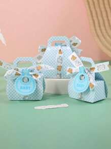 Caja de papel de mano para llevar dulces, galletas o regalos para fiestas, paquete de 5 piezas - Celeste - Ver 4