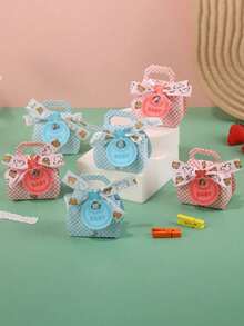 Caja de papel de mano para llevar dulces, galletas o regalos para fiestas, paquete de 5 piezas - Celeste - Ver 3