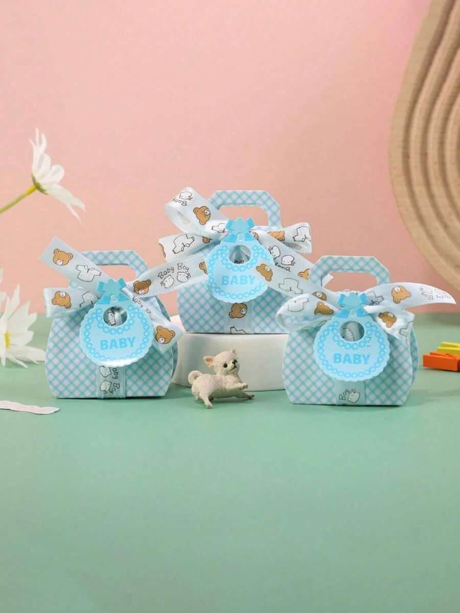 Caja de papel de mano para llevar dulces, galletas o regalos para fiestas, paquete de 5 piezas - Celeste - Ver 1