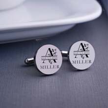 男士定制字母袖扣，服装装饰，父亲节或生日特别礼物 - 款式3 - 查看 2