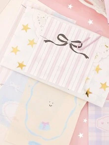 隨機100頁韓式甜美女孩心形蝴蝶結花邊方格設計便條紙，可撕下 - 彩色 - 查看 6