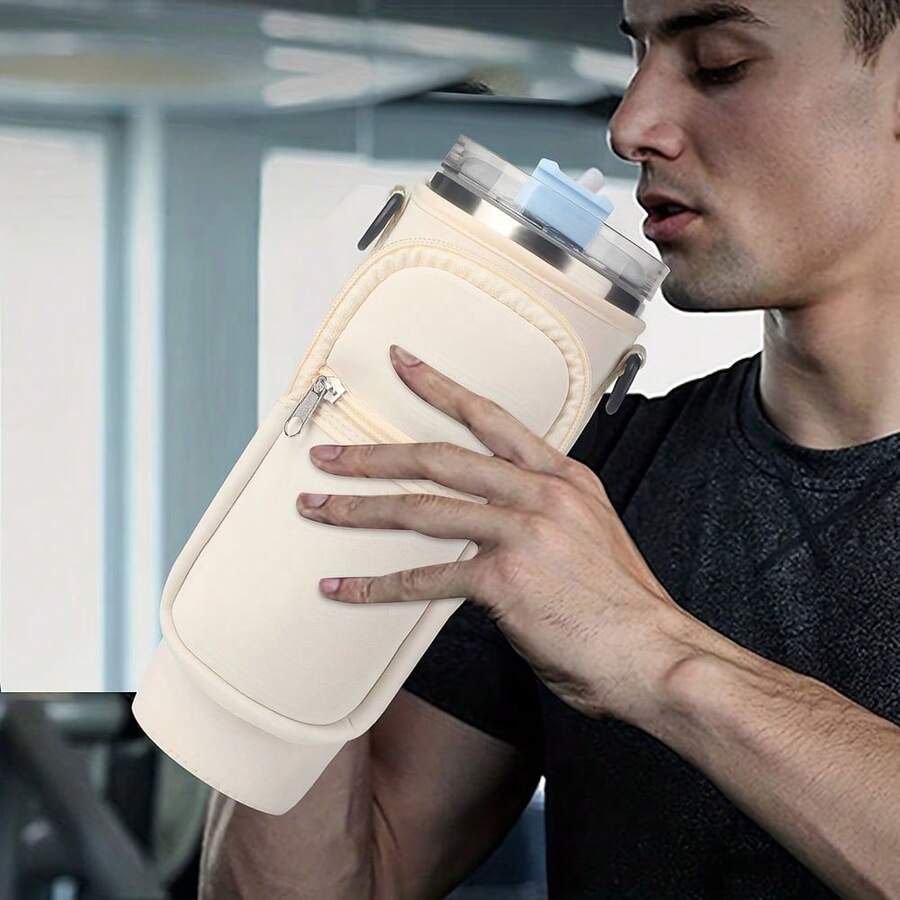 1 Hộp đựng chai nước chịu nhiệt có dây đeo và túi có thể điều chỉnh, thích hợp cho chai nước 30/40oz (887/1200ml), hoàn hảo để đi bộ, cắm trại và leo núi - Nhiều màu - Xem 1