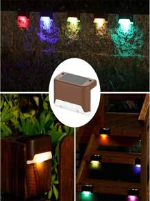 4 قطع ضوء السلم / الساللم الشمسي ، أضواء السلالم الخارجية المقاومة للماء مع التحكم في الإضاءة ، أضواء الطاقة الشمسية للسطح ، للسلالم الخارجية ، والسياج ، والحديقة ، والشرفة ، والفناء والممر الزينة - أضواء LED دافئة للخارج هدايا عيد الهالوين عيد الميلاد