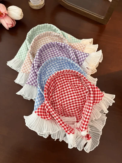 قطعة واحدة عصابة رأس متعددة الألوان بطراز منقوش، عصابة رأس كاجوال بتصميم ريفي فرنسي مزينة بالدانتيل، مناسبة لمناسبات متنوعة، عصابة شعر، شريط شعر، إكسسوارات شعر هدايا