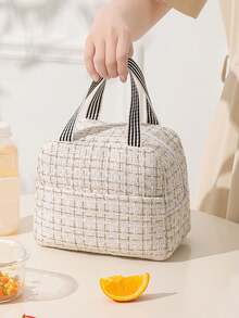 午餐袋，便當盒，可重複使用的隔熱午餐手提包，防漏隔熱袋，食品手提包盒，大容量，適用於旅行，工作，學校，野餐，學校組織者袋子教師儲物袋教室袋子教室組織者袋子 - 白色 - 查看 5