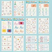 Montessori Painting Toy, Pen Control Training Erasable Paper, Fun Children's Early Education Shape Math Competition Game Exercise Book, Learning Activity Educational ToyOffice, School, Drawing,Student,Markers,Stationery,Boys,Girls,School Supplies