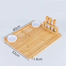 1套竹木奶酪板配抽屜，包括多種大小款式，奶酪、披薩、麵包、甜點和西式食物盤，木製砧板，圓形菜板
