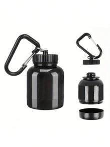 1/2PCS 100ml/200ml Protein Powder Pill Bottle, Outdoor, Mountaineering, Fitness, Portable Water Bottle, With Keychain, Can Hang Backpack, Mini Portable, Powder Beverages, Sports, Travel, Portable Keychain, One Small Cup, Exquisite And Compact, Black Fitness Funnel, Medicine Bottle, Small Medicine Box, Can Store Small Items