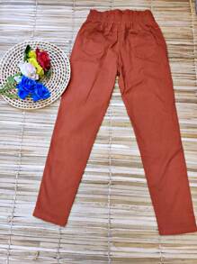 Women Pants - 亮橙色 - 查看 2