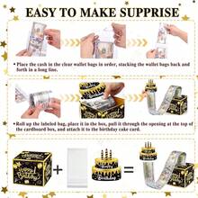 1PC Birthday Party Decoration Surprise Money Box Creative Toy, Prop For Birthday Ambience Money Pulling Gift Box For Friends - Limited Black and Gold Birthday Gift Packaging Box - View 3