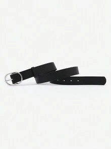 Double Buckle Fashion PU Leather Belt - A - View 3