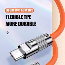 1pc Android Charger Cable 120w 2.4a Quick Charge Usb Compatible With Huawei/Xiaomi/Redmi/Honor/Oppo/Vivo/Oneplus Phone Charger, Thickened Geek Wire - Orange - View 7