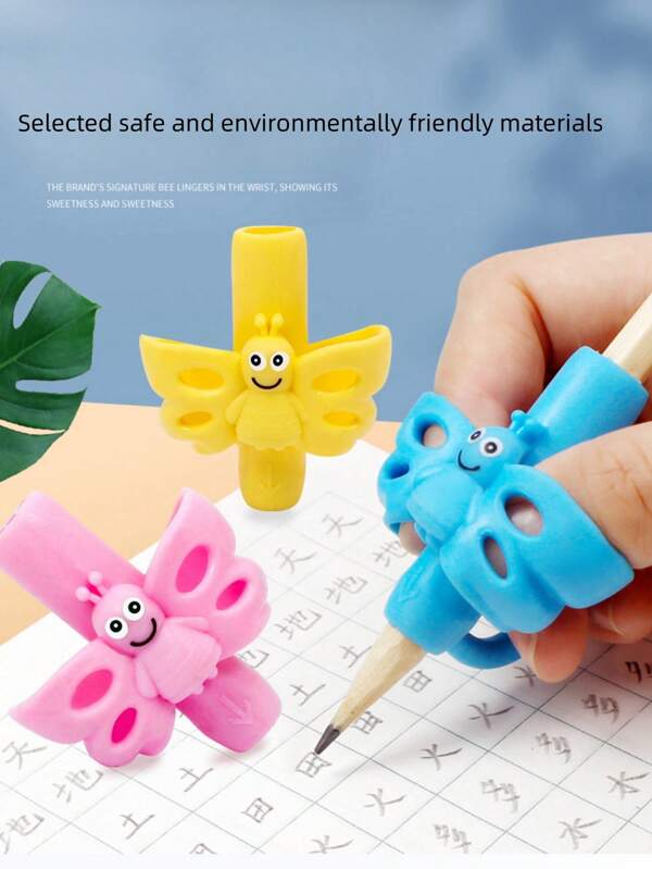 Set de 2/4 piezas de herramientas de corrección con agarre de lápiz en forma de mariposa de TPR verde, para estudiantes de primaria, preescolar, principiantes, entrenamiento de escritura, juguetes educativos, de vuelta a la escuela