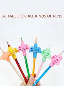 2/4pcs Green TPR Butterfly Shaped 3-Finger Pencil Grip Correction Tools, Writing Training & Educational Supplies, Ergonomic Design - Multicolor - View 2