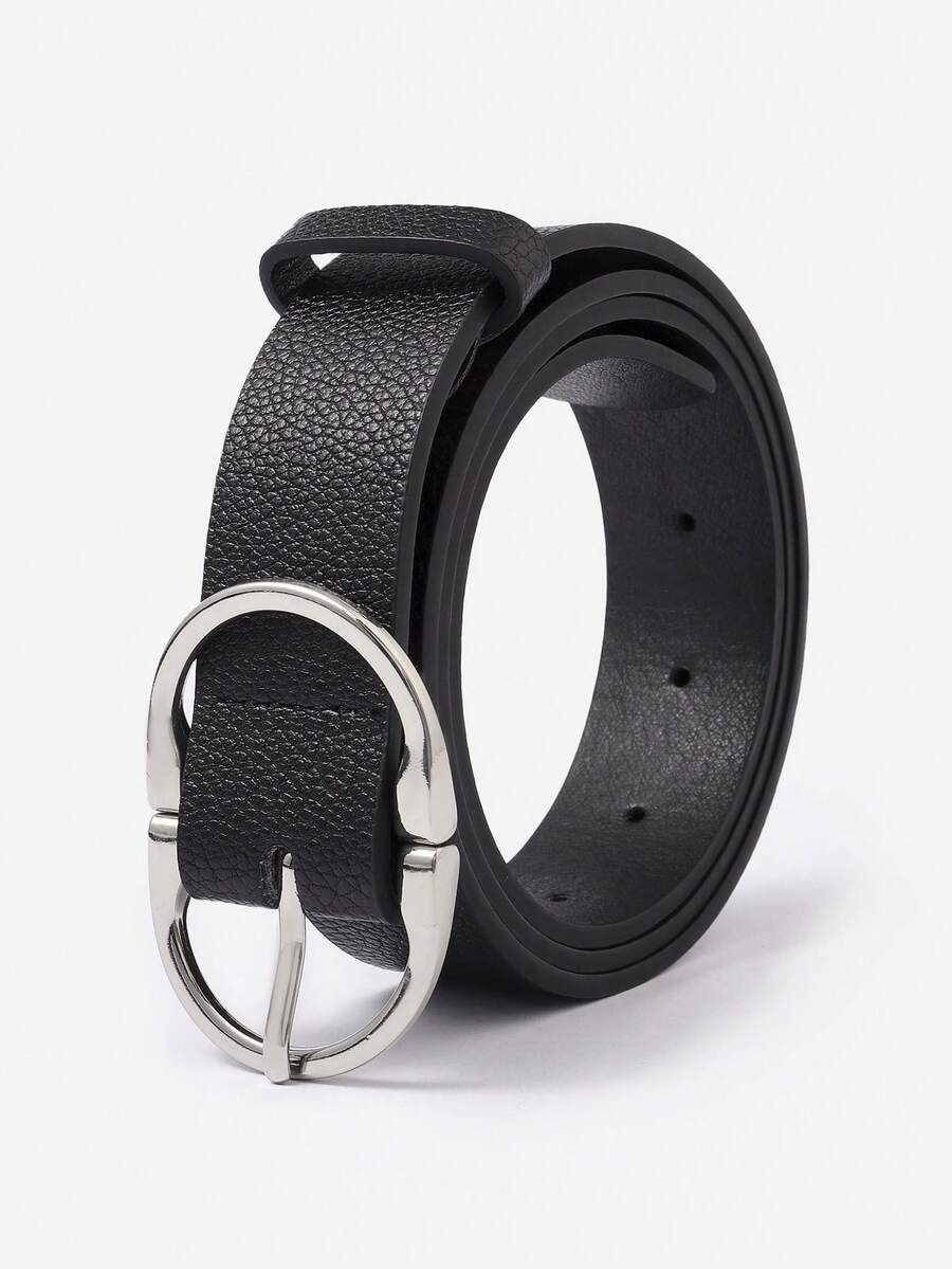 Double Buckle Fashion PU Leather Belt - A - View 1