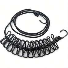 1個便攜式旅行晾衣繩，可伸縮野營晾衣繩，帶12個夾子的可調節晾衣繩，既適用於室內也適用於室外，家居必備 - 彩色 - 查看 14