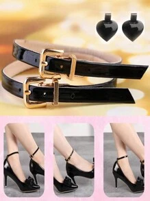2pcs Ladies' High Heel Shoe Laces, Adjustable Anti-Loose Decoration Laces, Black, Fashionable & Flexible Detachable Loose Proof Laces, Shoe Accessory For Women's High Heeled Shoes