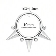 16G Septum Ring 316L Stainless Steel Nose Ring Body Piercing Jewelry For Septum/Nose/Earlobe-Stainless Steel Cartilage Earring For Women Men - Silver - View 15