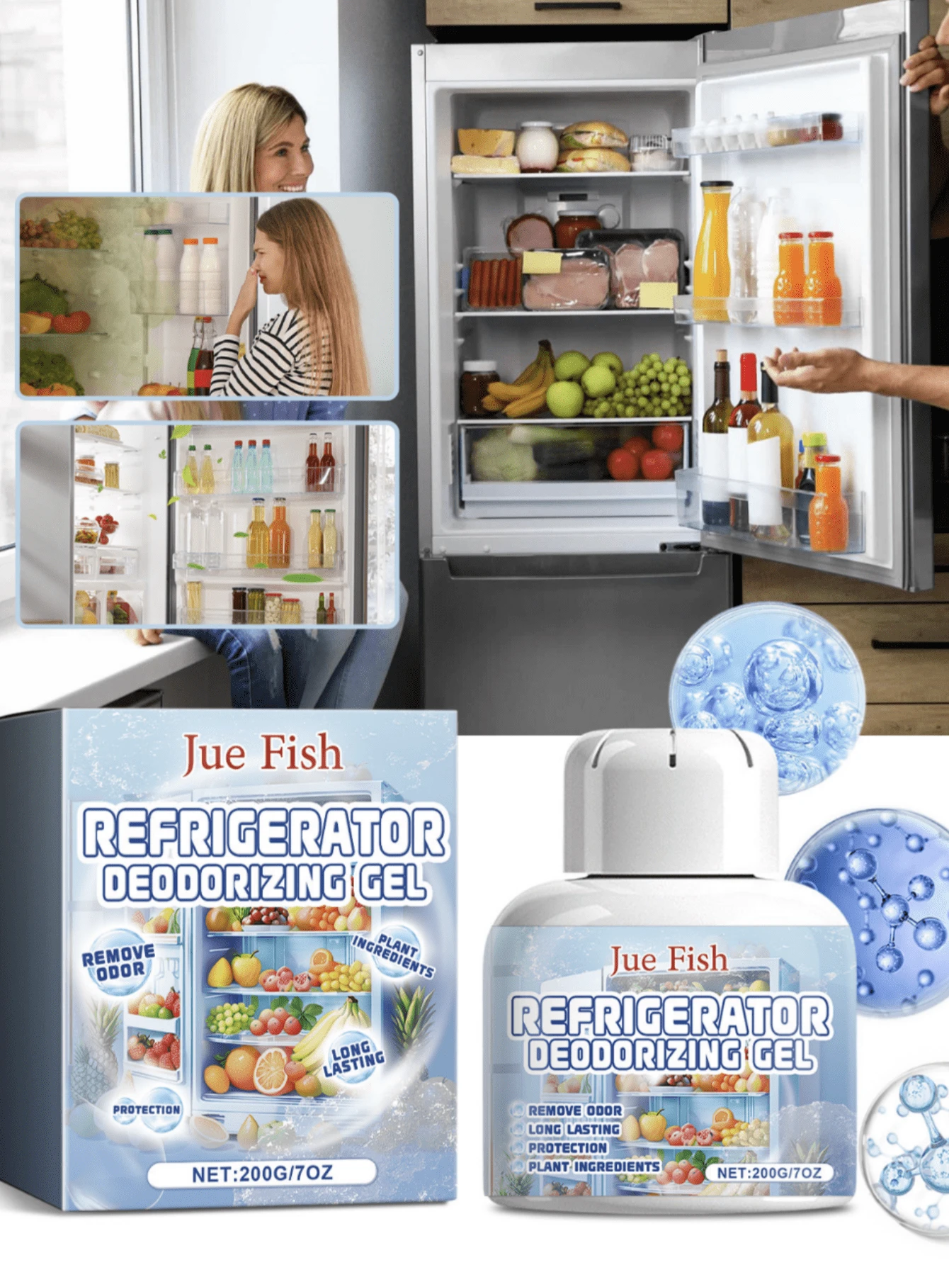 JueFish Refrigerator Deodorizing Purifying Gel Indoor Freshener